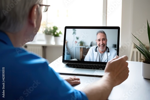 Home patient video call with doctor. Photo generative AI