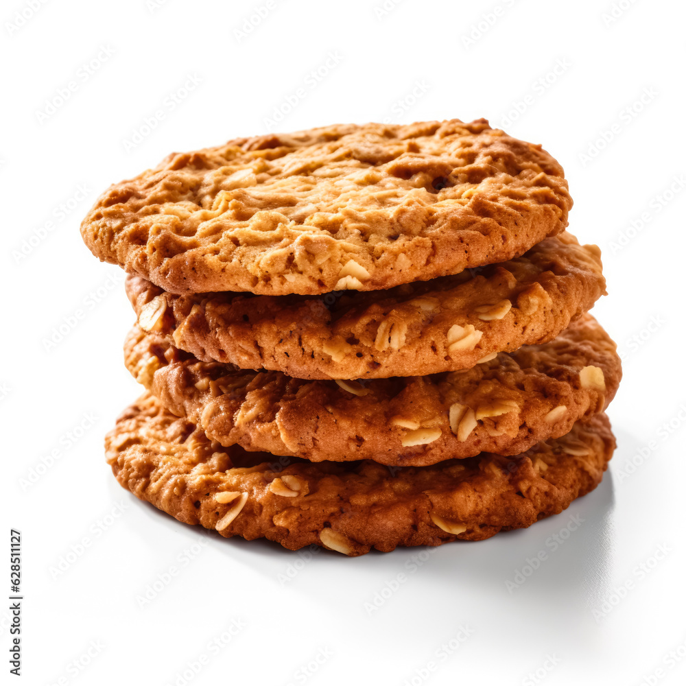 Delicious Anzac Biscuits isolated on white background 