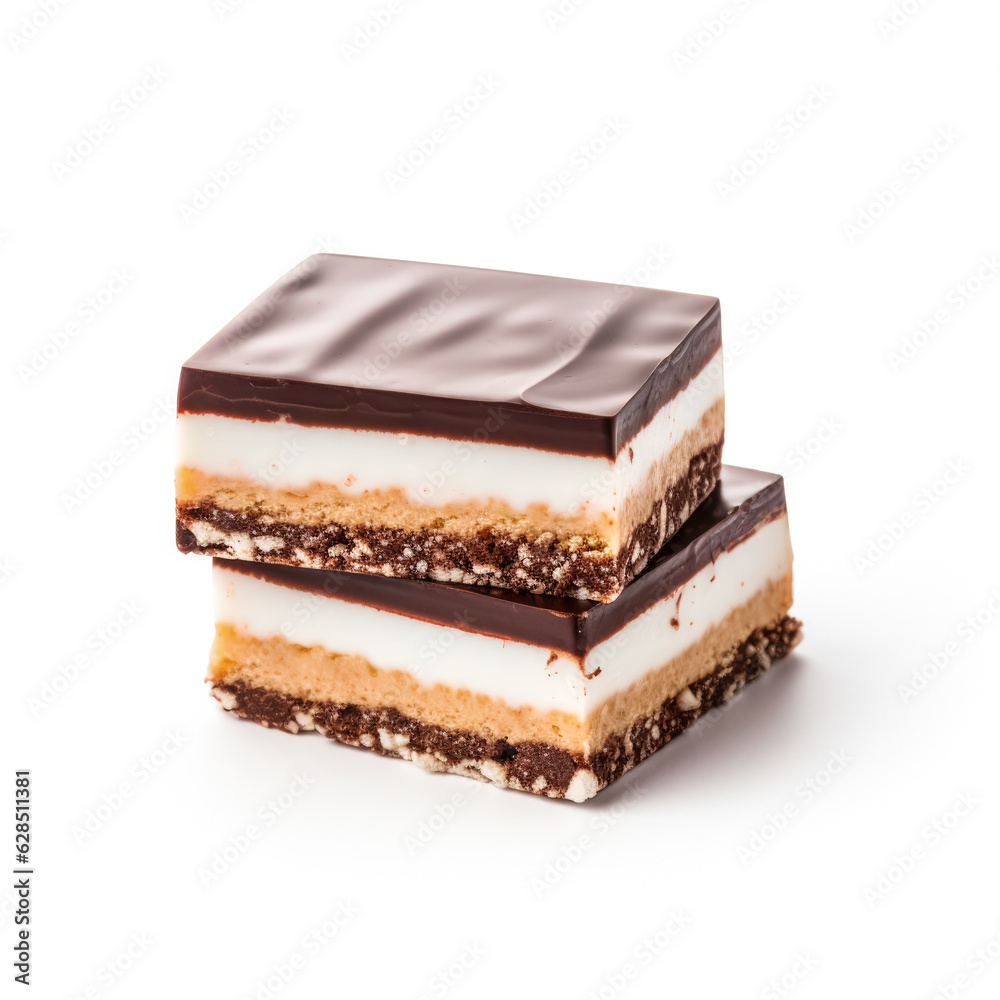 Delicious Nanaimo Bars isolated on white background Delicious Nanaimo Bars isolated on white background