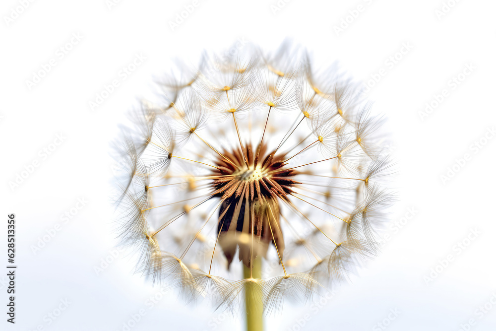 Dandelion On White Background. Generative AI Dandelion On White Background. Generative AI