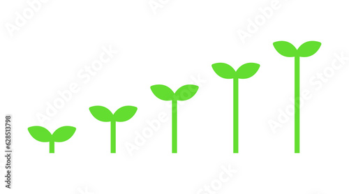 Sprout growth illustration. Simple vector green growing plant.