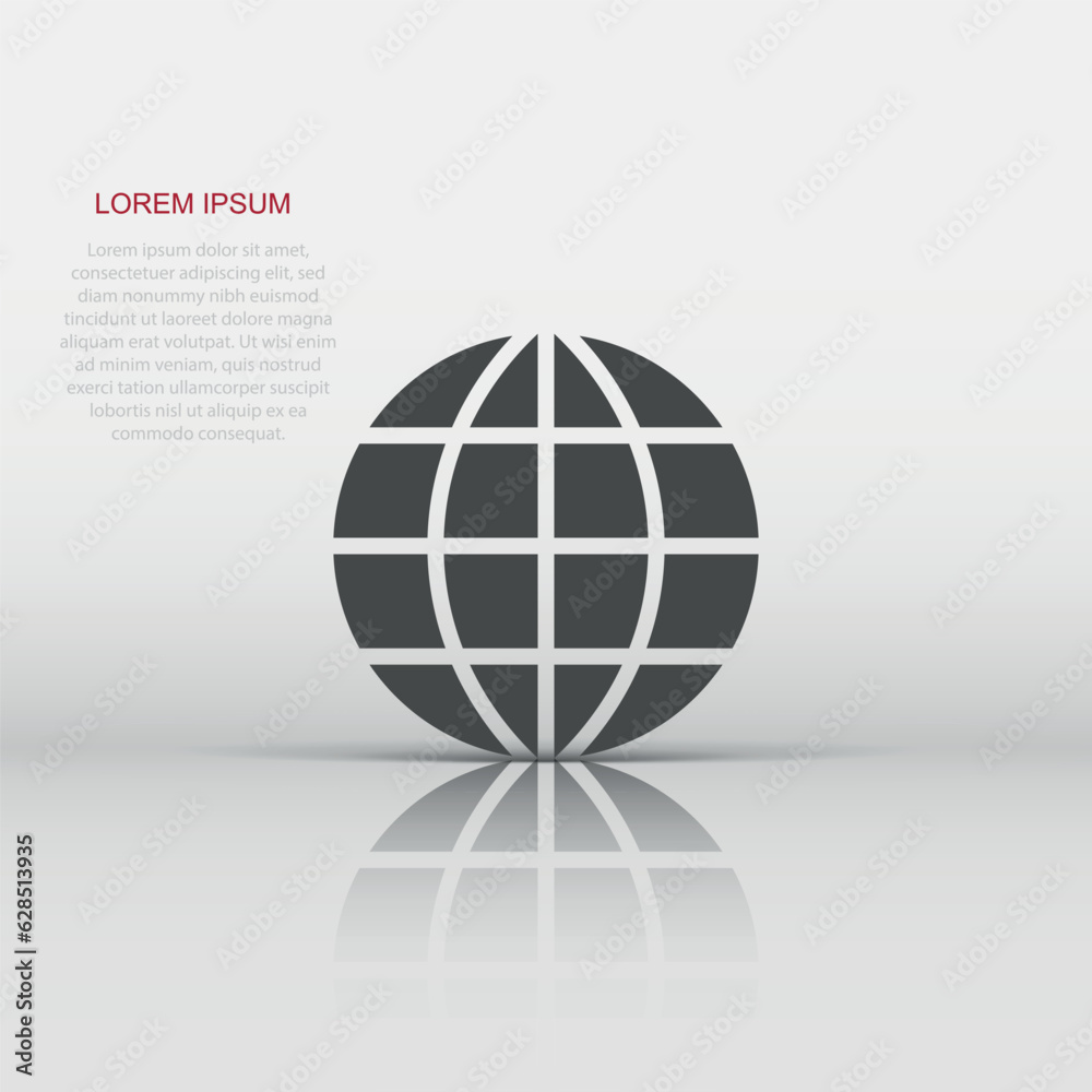 Earth planet icon in flat style. Globe geographic vector illustration on white isolated background. Global communication business concept. Earth planet icon in flat style. Globe geographic vector illustration on white isolated background. Global communication business concept.