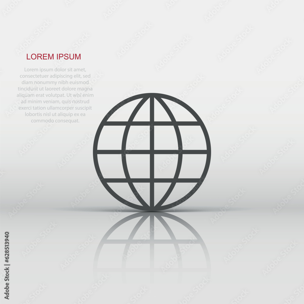 Earth planet icon in flat style. Globe geographic vector illustration on white isolated background. Global communication business concept. Earth planet icon in flat style. Globe geographic vector illustration on white isolated background. Global communication business concept.