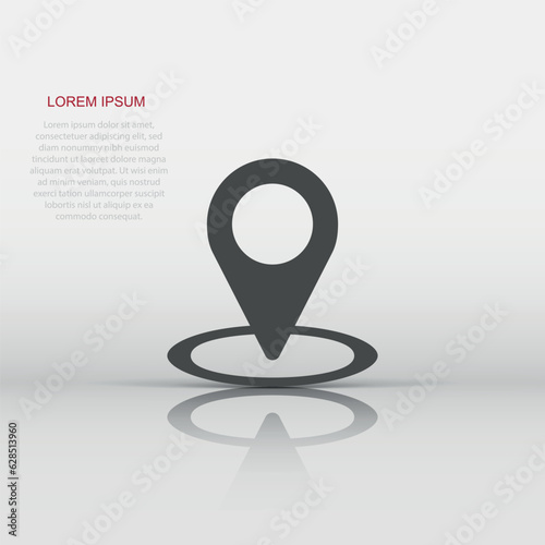 Map pin icon in flat style. gps navigation vector illustration on white isolated background. Locate position business concept.