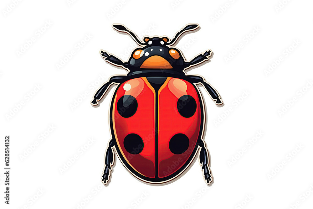 Ladybug Sticker On White Background. Generative AI Ladybug Sticker On White Background. Generative AI