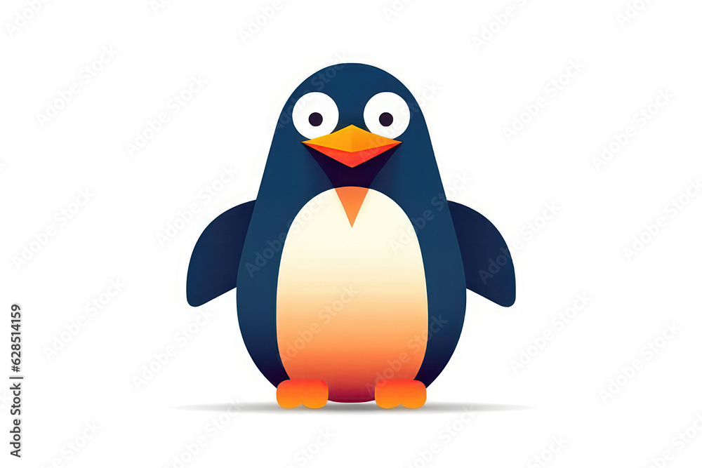 Obraz premium Pepnguin, Minimalist Style, White Background Cartoonish, Flat Illustration.. Generative AI