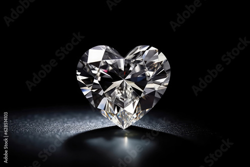 Heartshaped Diamond  Symbolizipng Love And Romance In Its Form. Generative AI