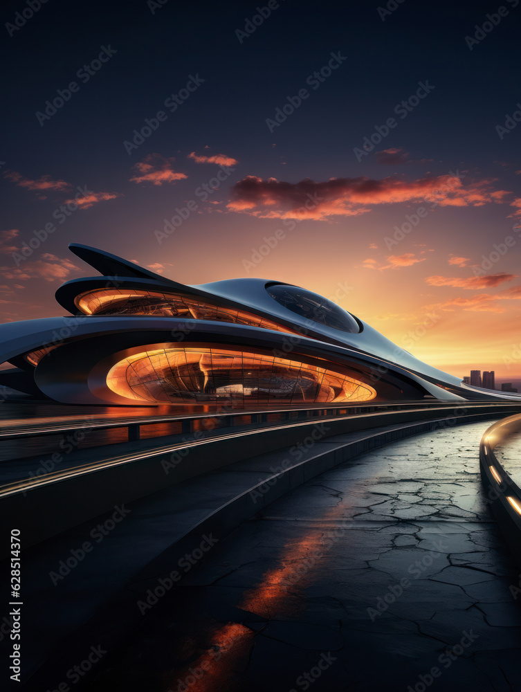 Obraz premium empty road with city background