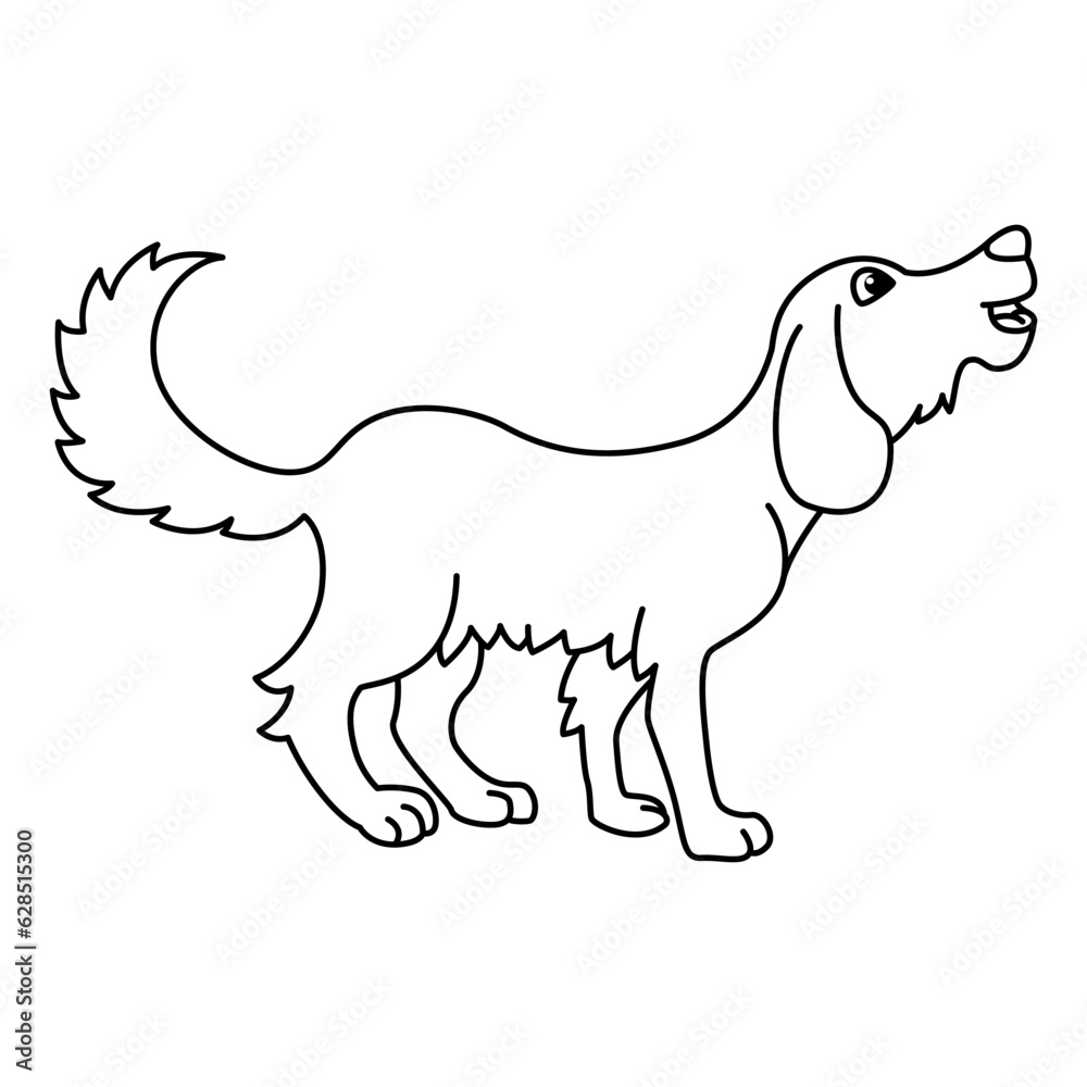 Funny dog cartoon characters vector illustration. For kids coloring book.