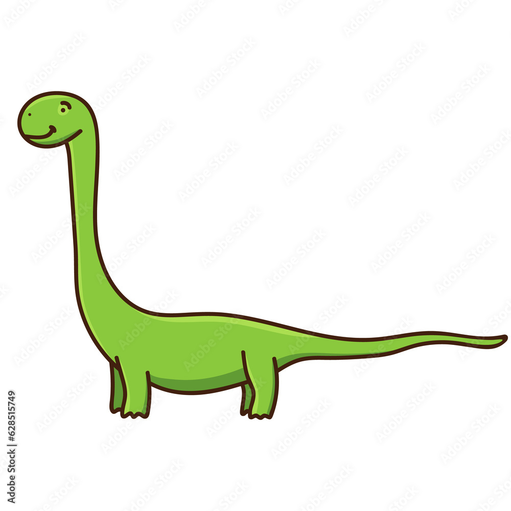 Naklejka premium Cute cartoon dinosaur. Illustration on transparent background