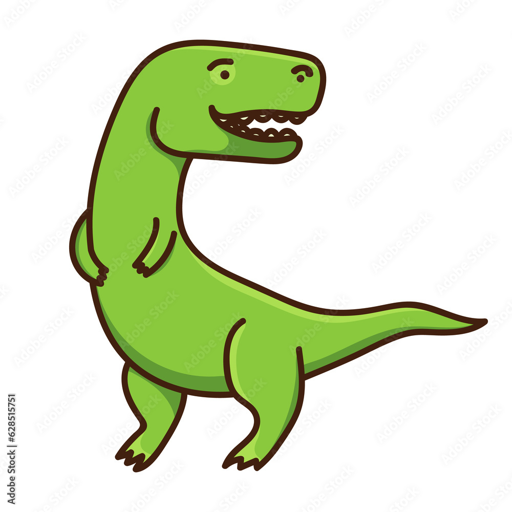 Fototapeta premium Cute cartoon dinosaur. Illustration on transparent background