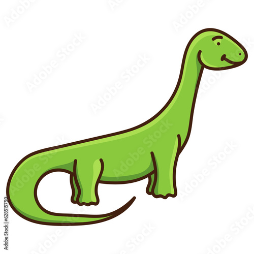 Cute cartoon dinosaur. Illustration on transparent background