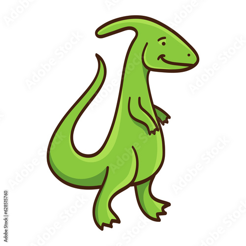 Cute cartoon dinosaur. Illustration on transparent background