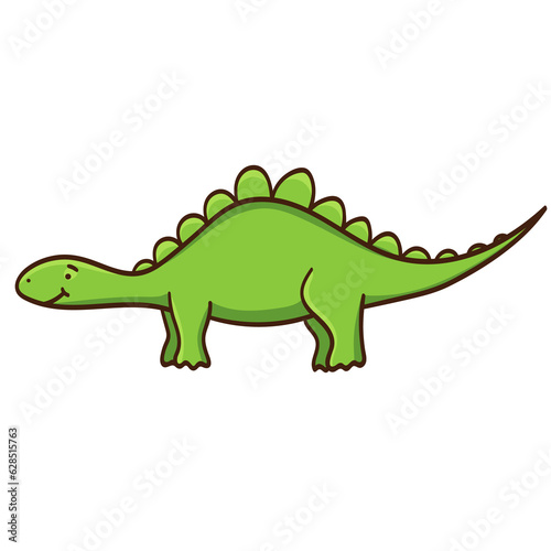 Cute cartoon dinosaur. Illustration on transparent background