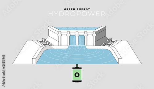 Green Energy Hydropower in Vector Art