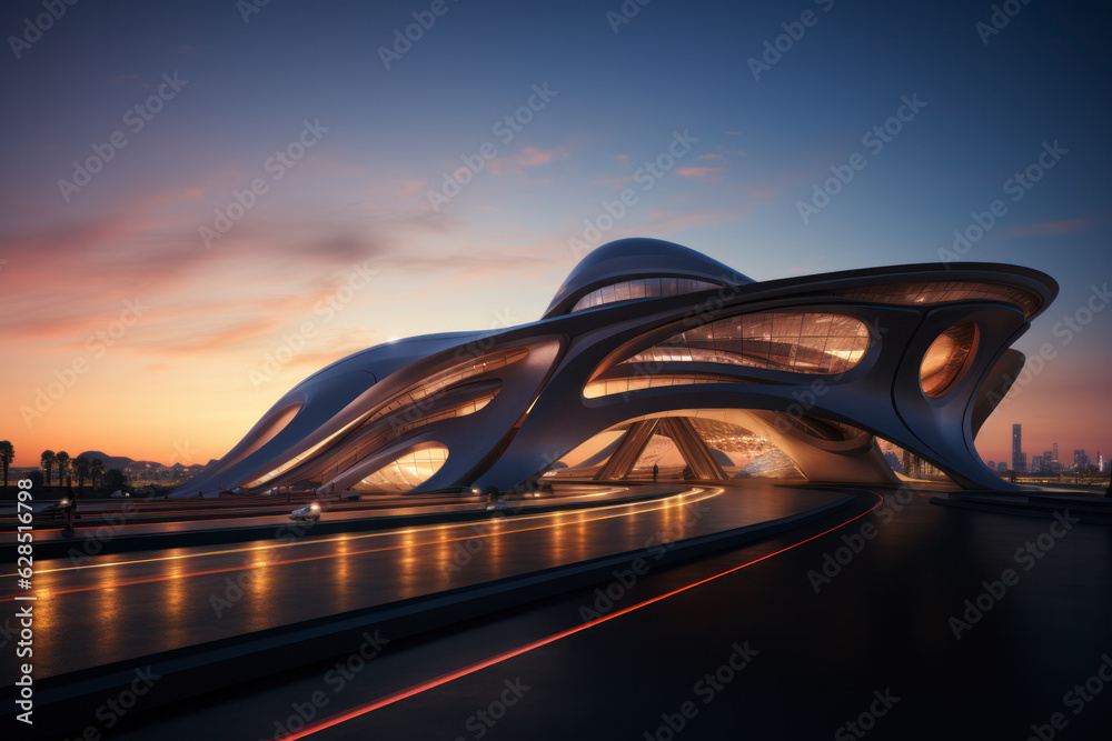 Obraz premium empty road with city background