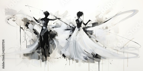 AI Generated. AI Generative. Geometric abstract shape dancing rhythm people street graffiti. Art wall paint drawing oil ink design. Graphic Art