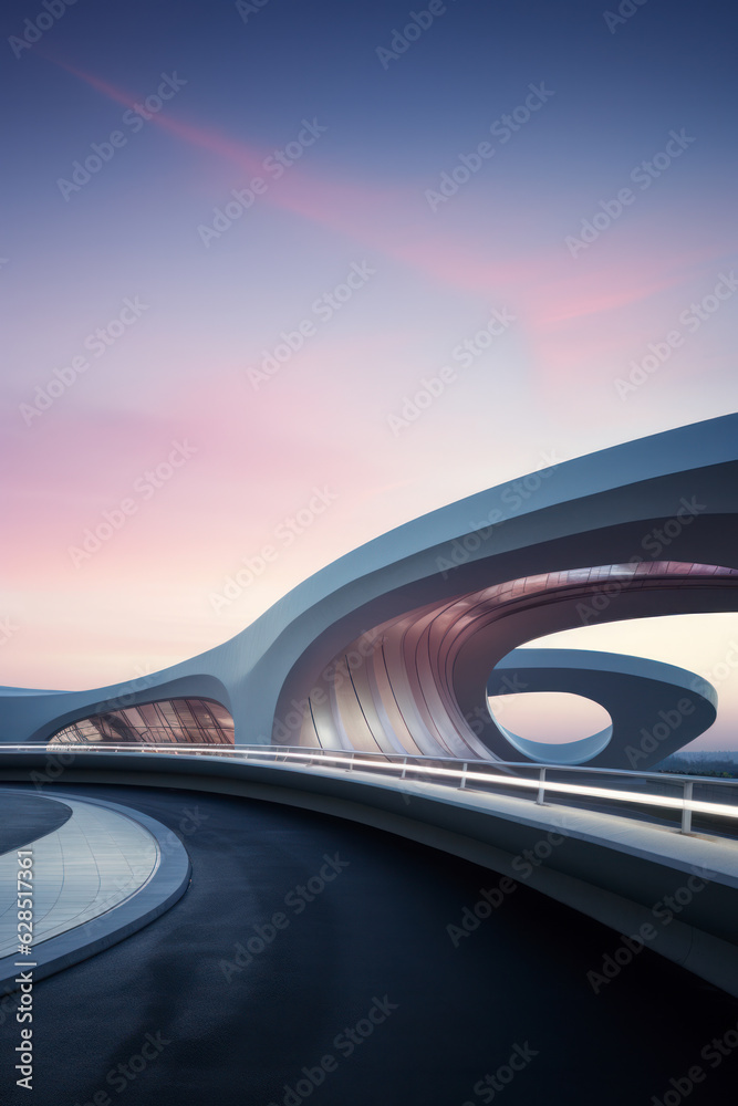 Fototapeta premium empty road with city background