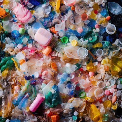 High angle view of plastic waste 