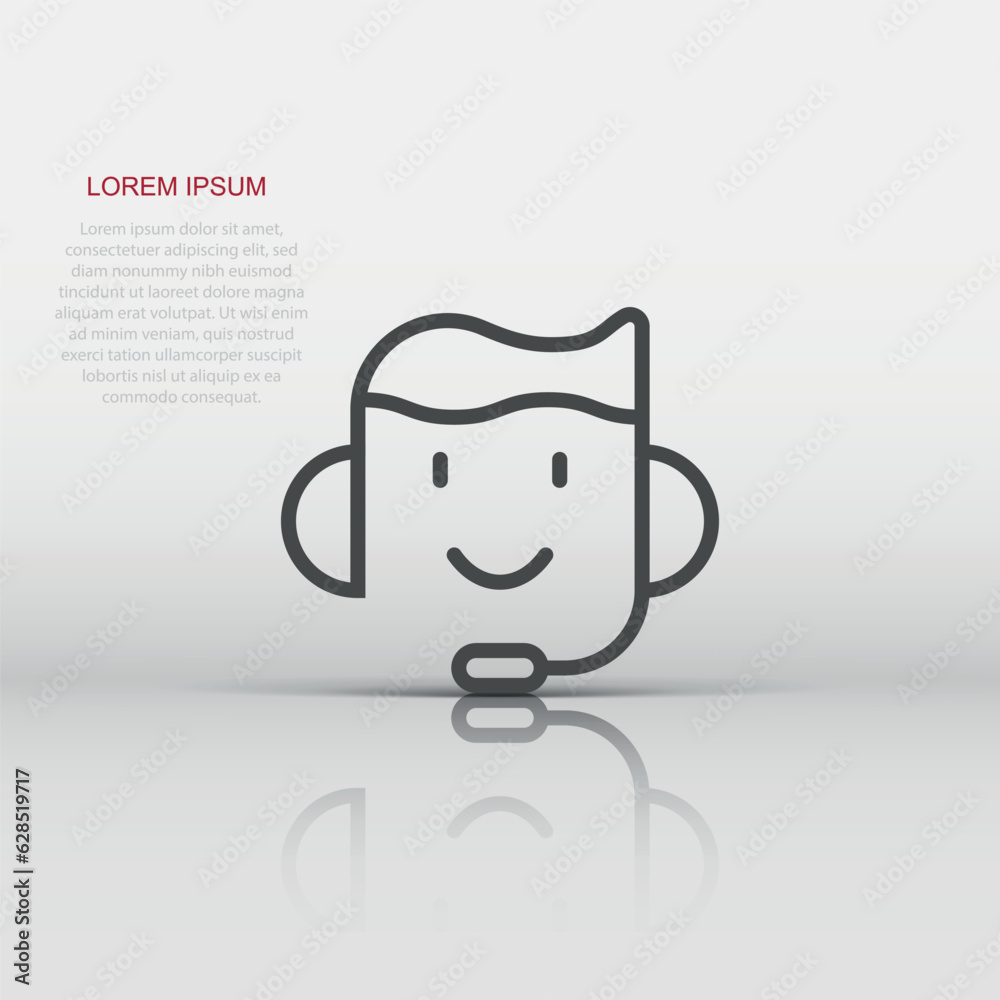 Helpdesk icon in flat style. Headphone vector illustration on white isolated background. Chat operator business concept.