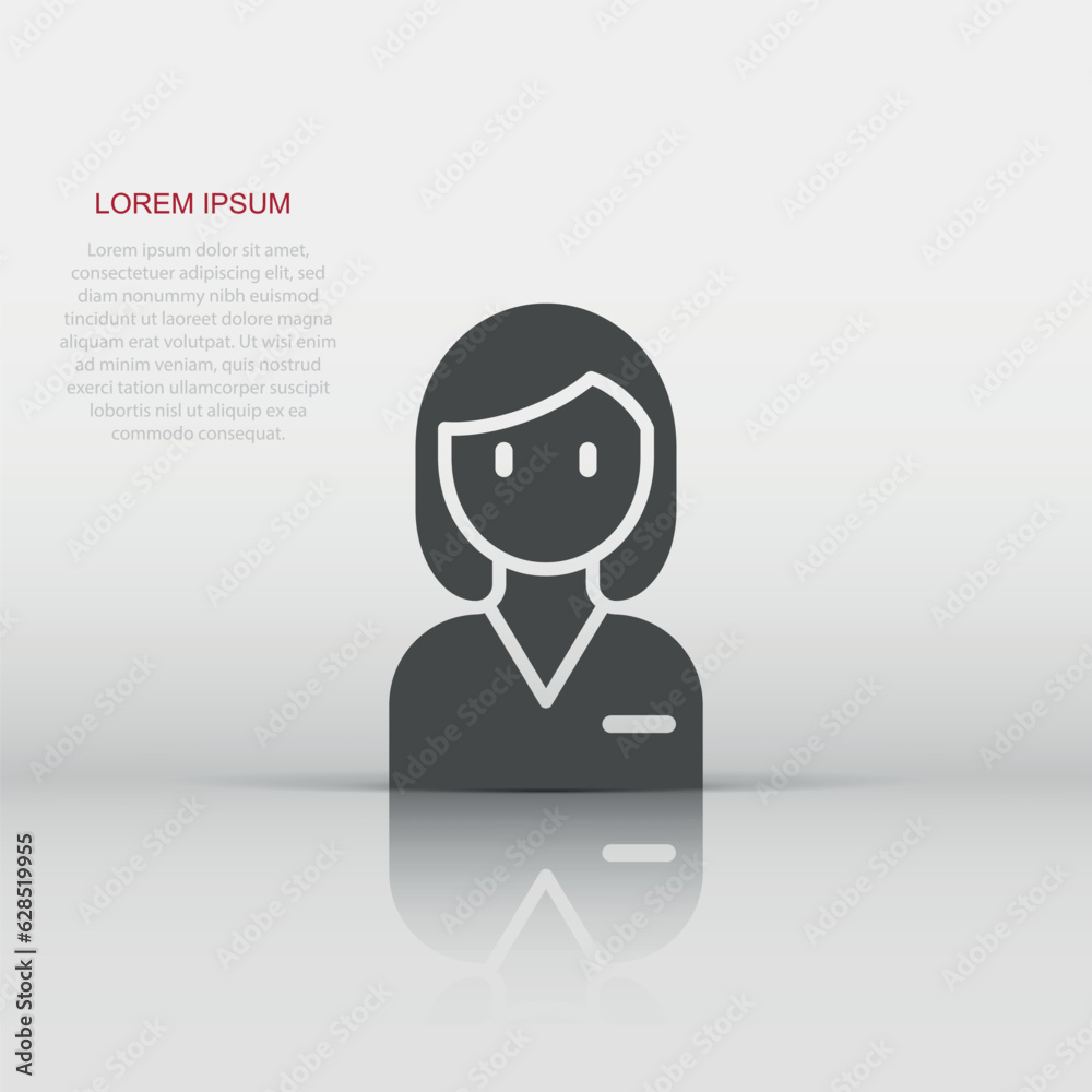 Woman face icon in flat style. People vector illustration on white background. Partnership business concept. Woman face icon in flat style. People vector illustration on white background. Partnership business concept.