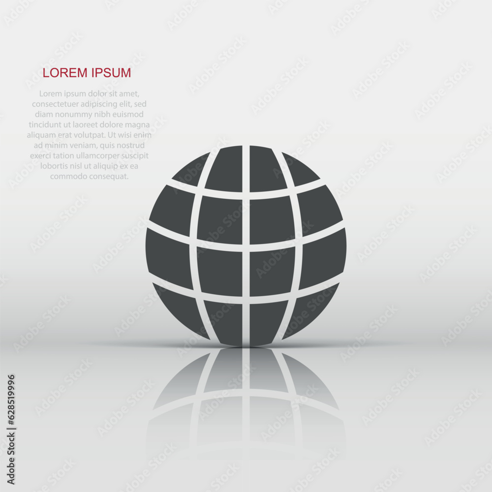 Earth planet icon in flat style. Globe geographic vector illustration on white isolated background. Global communication business concept. Earth planet icon in flat style. Globe geographic vector illustration on white isolated background. Global communication business concept.