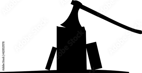Vektor Silhouette - Holzstamm mit Axt 