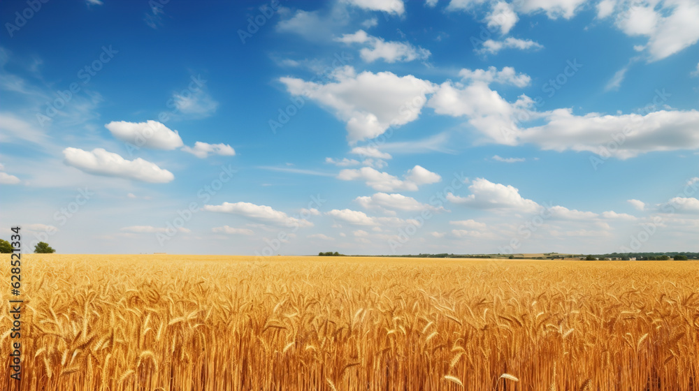 Naklejka premium wheat field and sky
