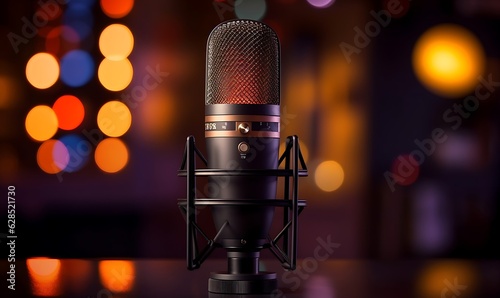 Studio microphone for podcast. Generative AI