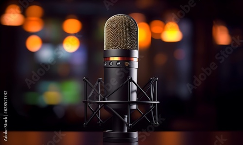 Studio microphone for podcast. Generative AI
