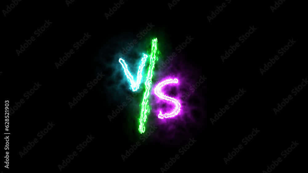 VS Screen Banner for Battle. VS. Versus text logo. Battle vs match, game.