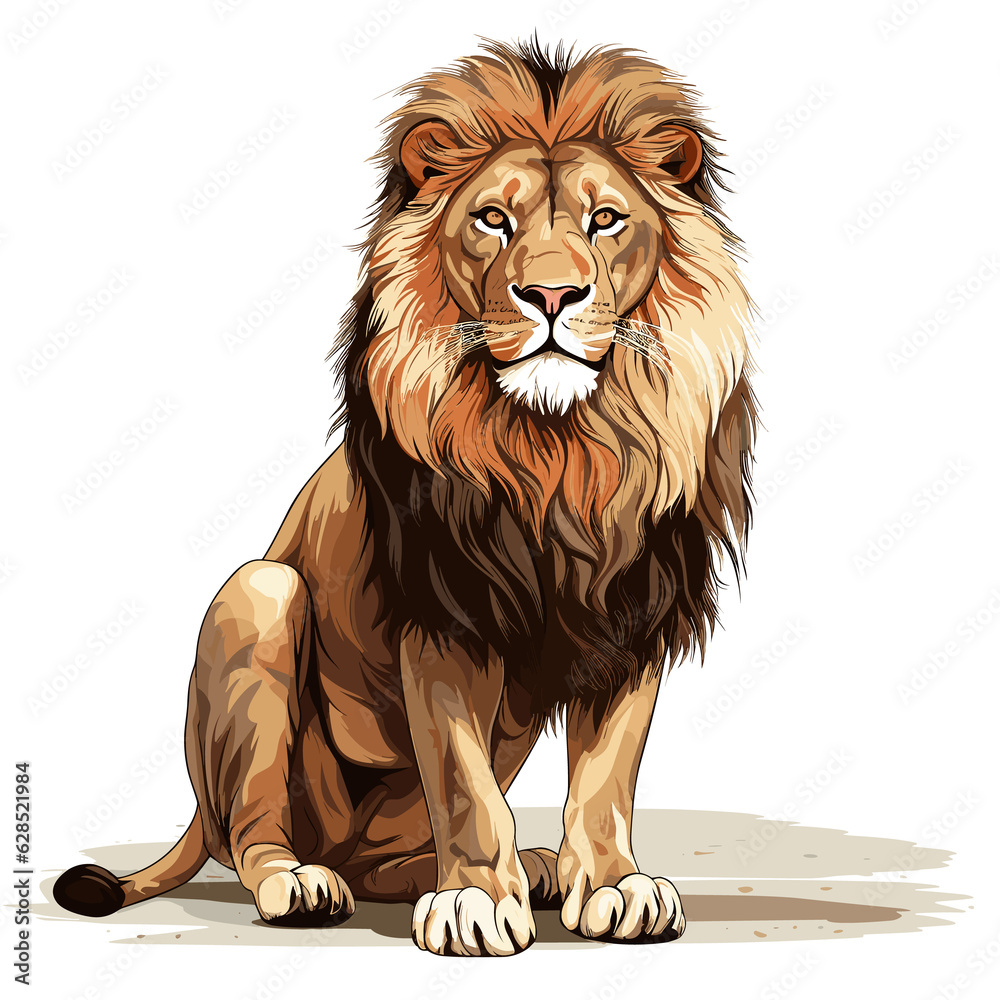 Obraz premium African lion isolated on white background