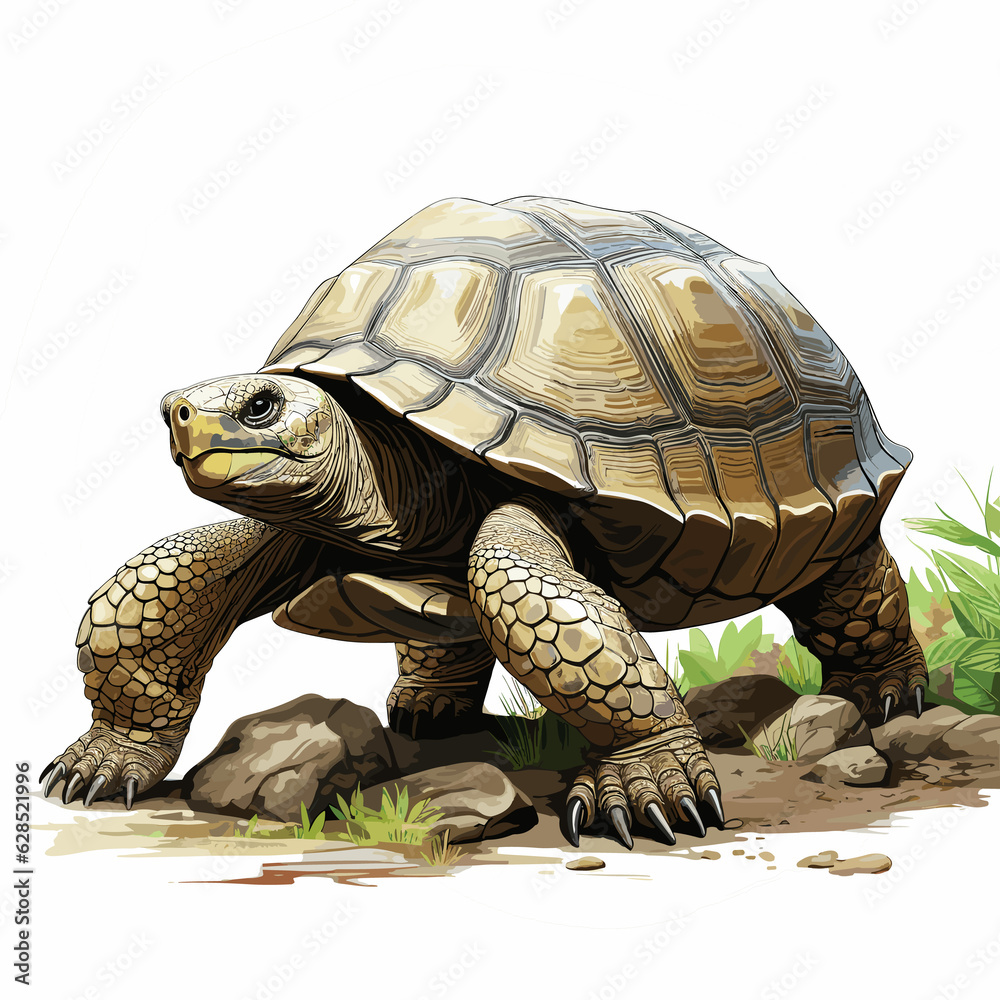 Fototapeta premium Galapagos Tortoise on a white background