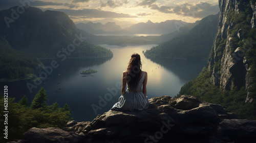 girl_sits_on_a_mountain © Viktor
