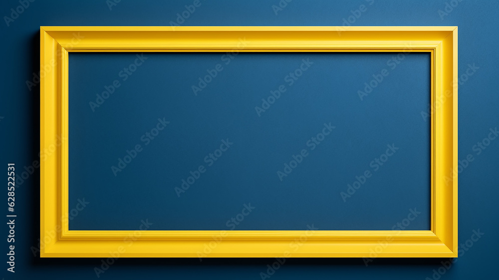 bright yellow rectangular frame on a blue background. bright yellow rectangular frame on a blue background.