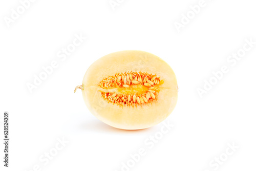 Fresh Honeydew melon fruit sliced isolated on white background, Ripe honeydew melon