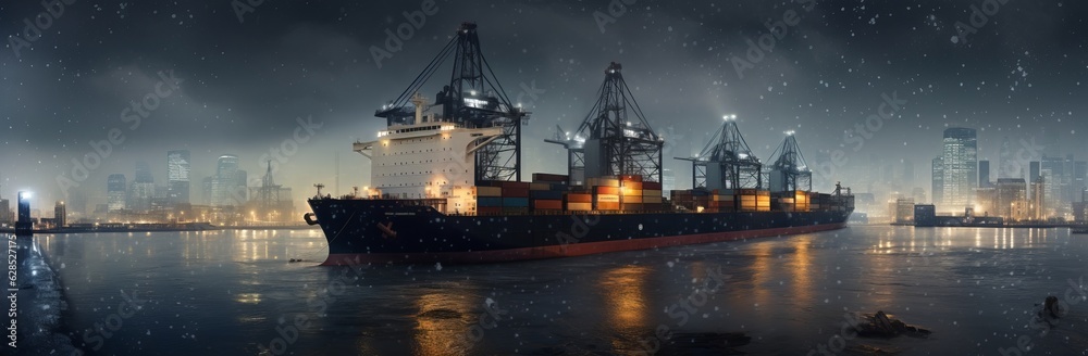 Majestic Night Voyage Ship with a Large Bow under the Milky Way, Generative AI Majestic Night Voyage Ship with a Large Bow under the Milky Way, Generative AI