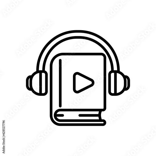 audiobook icon vector in line style