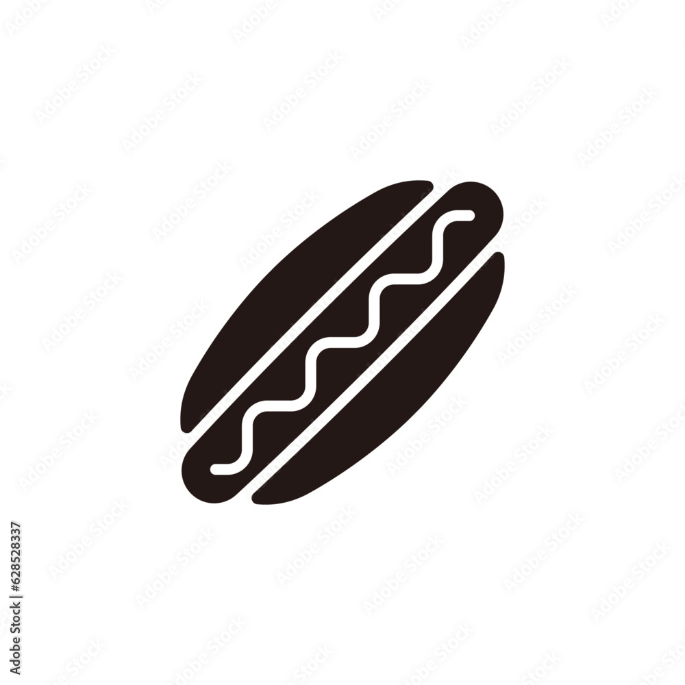Hot dog icon.Flat silhouette version. Hot dog icon.Flat silhouette version.