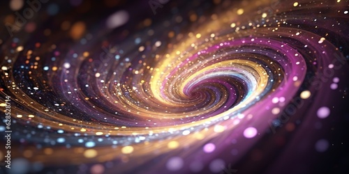 Iridescent sparkle rainbow fairy dust spiral swirl. Glitter shimmer galaxy spin. Magical fantasy star background wallpaper, Generative AI