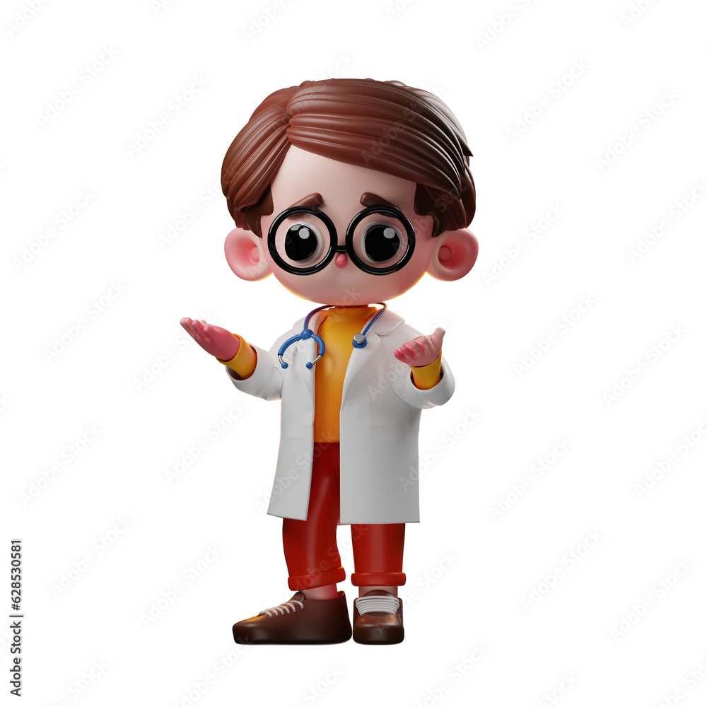 3d Male Doctor Character Confused