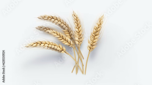 ears of golden wheat isolated on a white background.