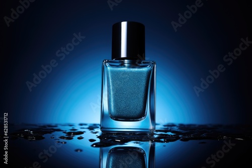 Fotografia Blue nail polish bottle.