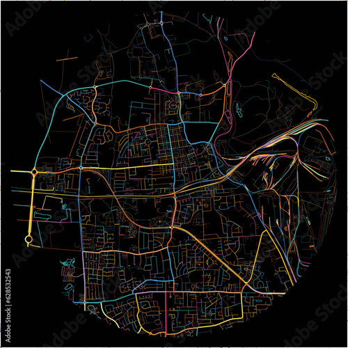 Colorful Map of Scunthorpe, Yorkshire and the Humber with all major and minor roads.