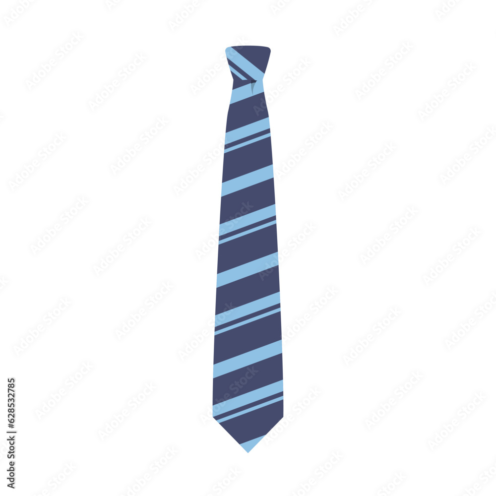 Tie with Stripped Lines Flat Illustration. Clean Icon Design Element on Isolated White Background Tie with Stripped Lines Flat Illustration. Clean Icon Design Element on Isolated White Background