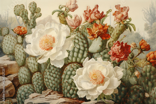 Nopal cactus illustration generative ai
