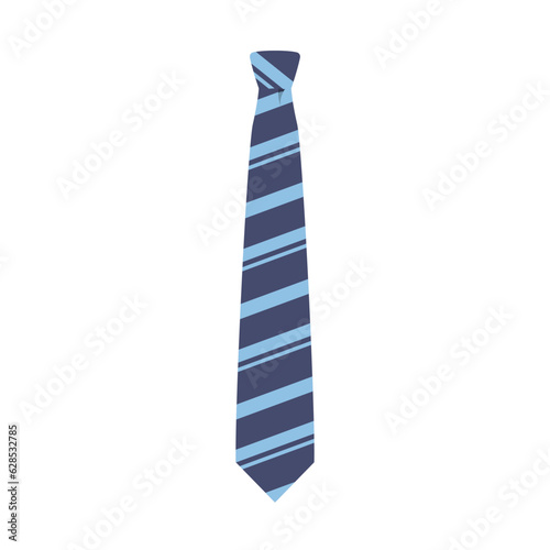 Tie with Stripped Lines Flat Illustration. Clean Icon Design Element on Isolated White Background