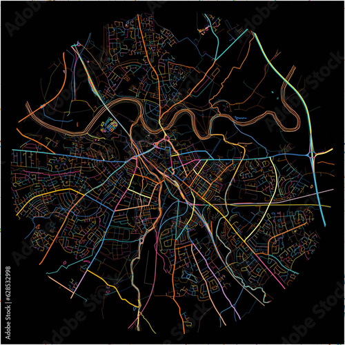 Colorful Map of Carlisle, North West England with all major and minor roads.