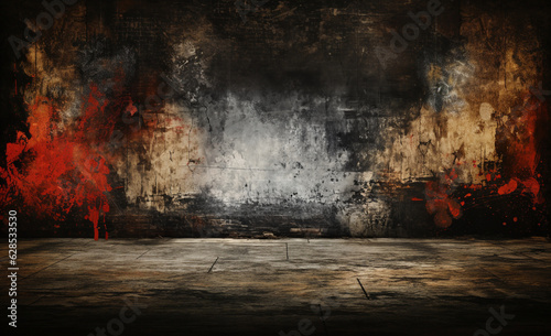 grunge wall texture background. Metropolis Grunge - Background Texture with Vibrant Red, Yellow, Gray and Rust Colors. Grunge hardness - abstract background with rough structure. generative AI,