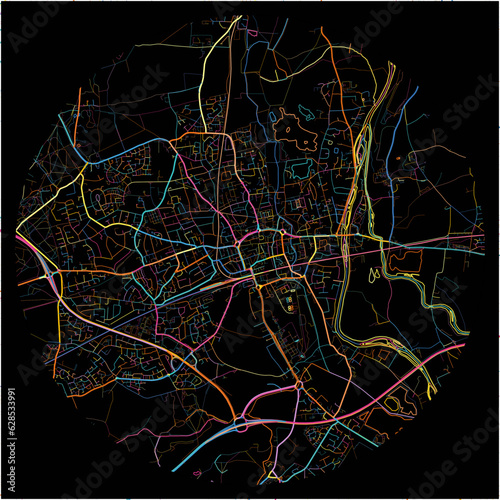 Colorful Map of Maidenhead, South East England with all major and minor roads. photo